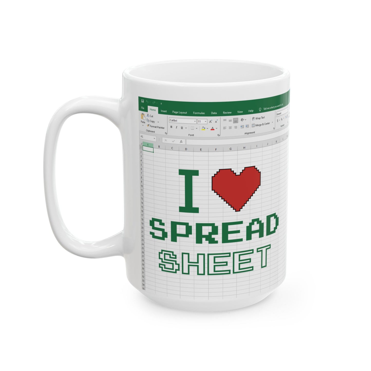 Funny Pixel Art Mug for Excel & Data Lovers Ceramic Mug, (11oz, 15oz)