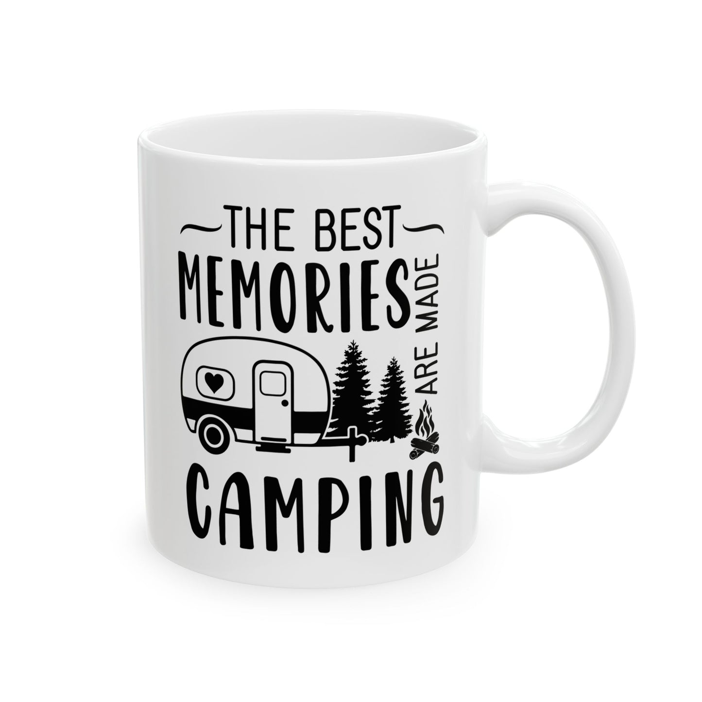 Minimalist Black Camping Design  Ceramic Mug, (11oz, 15oz)