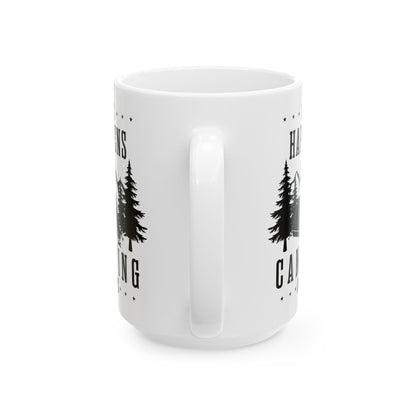 Minimalist Camping Design Ceramic Mug, (11oz, 15oz)