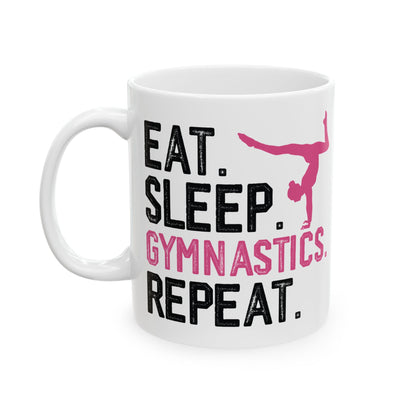 Eat Sleep Gymnastics Repeat White Mug, (11oz, 15oz)