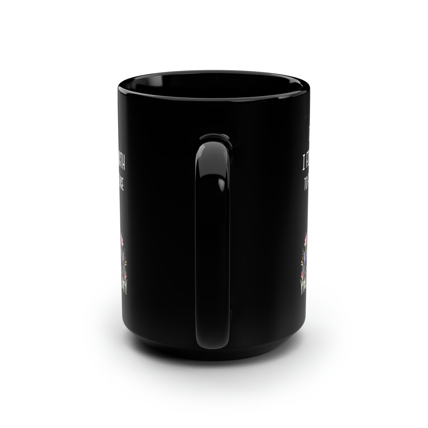 Mom Strength Tall Mug – Elegant Black Ceramic Gift for Mom