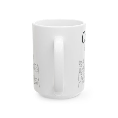 Coffee Right Meow White Mug, (11oz, 15oz)