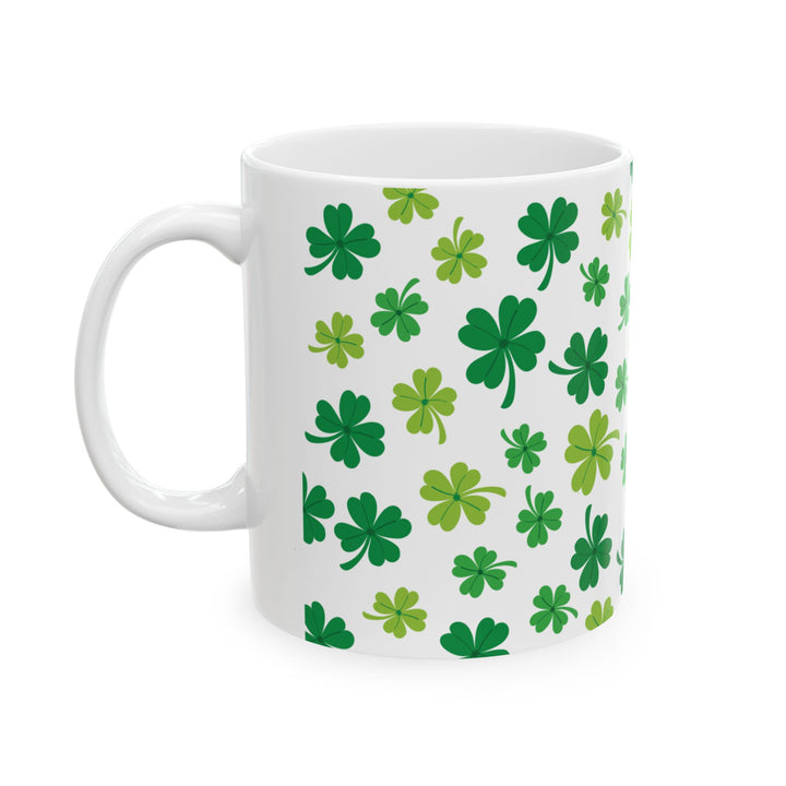 White Shamrock Mug – St. Patrick’s Day Lucky Clover Coffee Cup Gift