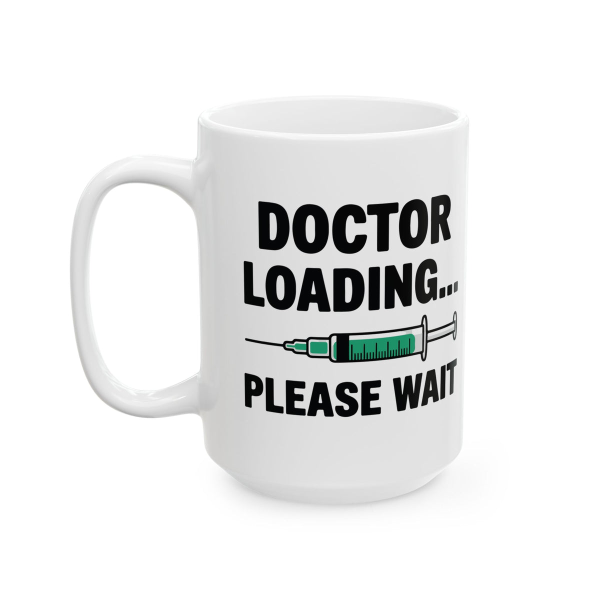White Ceramic Coffee Cup with Syringe Graphic – Perfect Gift for Medical Students, Future Doctors, Nurses & PA Students