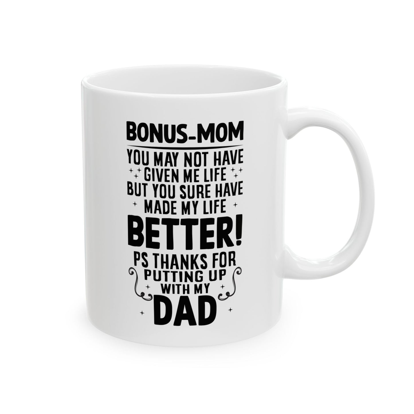 BONUS-MOM White Mug, (11oz, 15oz)