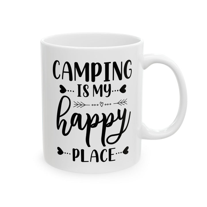 Minimalist Happy Typography Design Ceramic Mug, (11oz, 15oz)