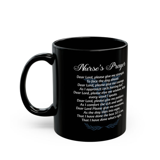 Nurse's Prayer Mug – Inspirational Gift for Nurses – Black Ceramic Coffee Cup for RN, LPN, Healthcare Workers, Christian Nurse Encouragement