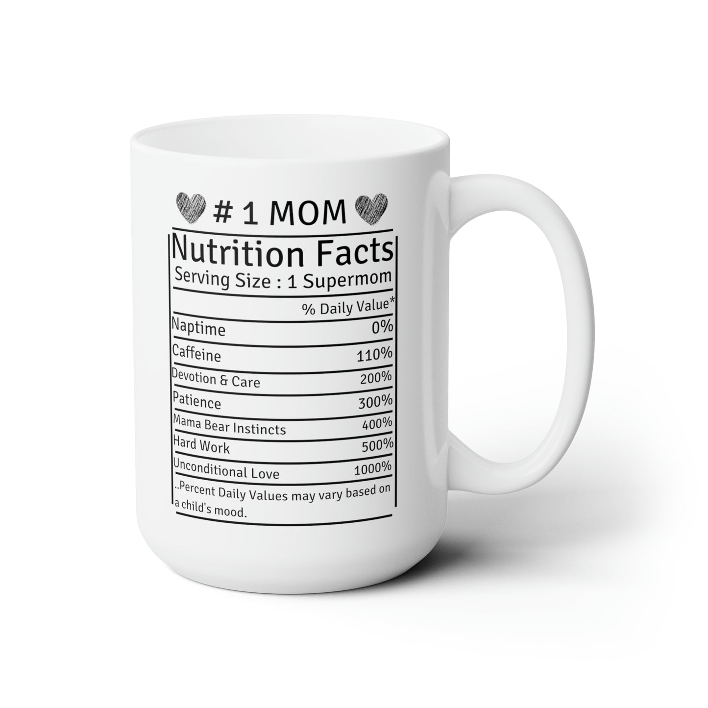 Nutritions Facts 15oz white Mug