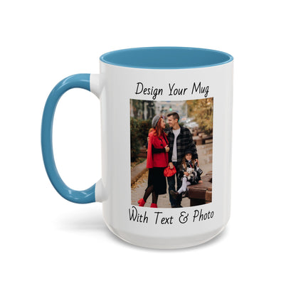 Family Fall Fashion - Mom, Dad, and Daughter in Stylish Outerwear Outdoors Mug