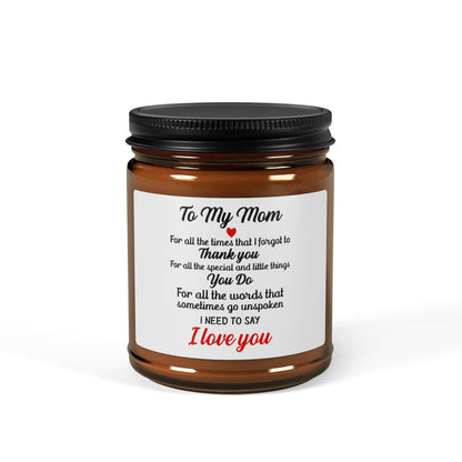 Sentimental Mother's Day, Birthday, or Christmas Gift Scented Soy Candle (Multi-Size, Amber Jar)