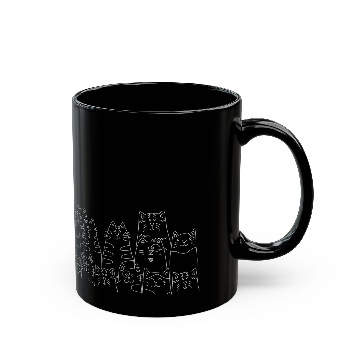 Coffee Right Meow Black Mug (11oz, 15oz)