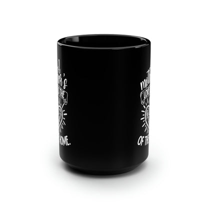 A Mother’s Love Mug – Black Coffee Cup with Heart Design Perfect Gift for Mom