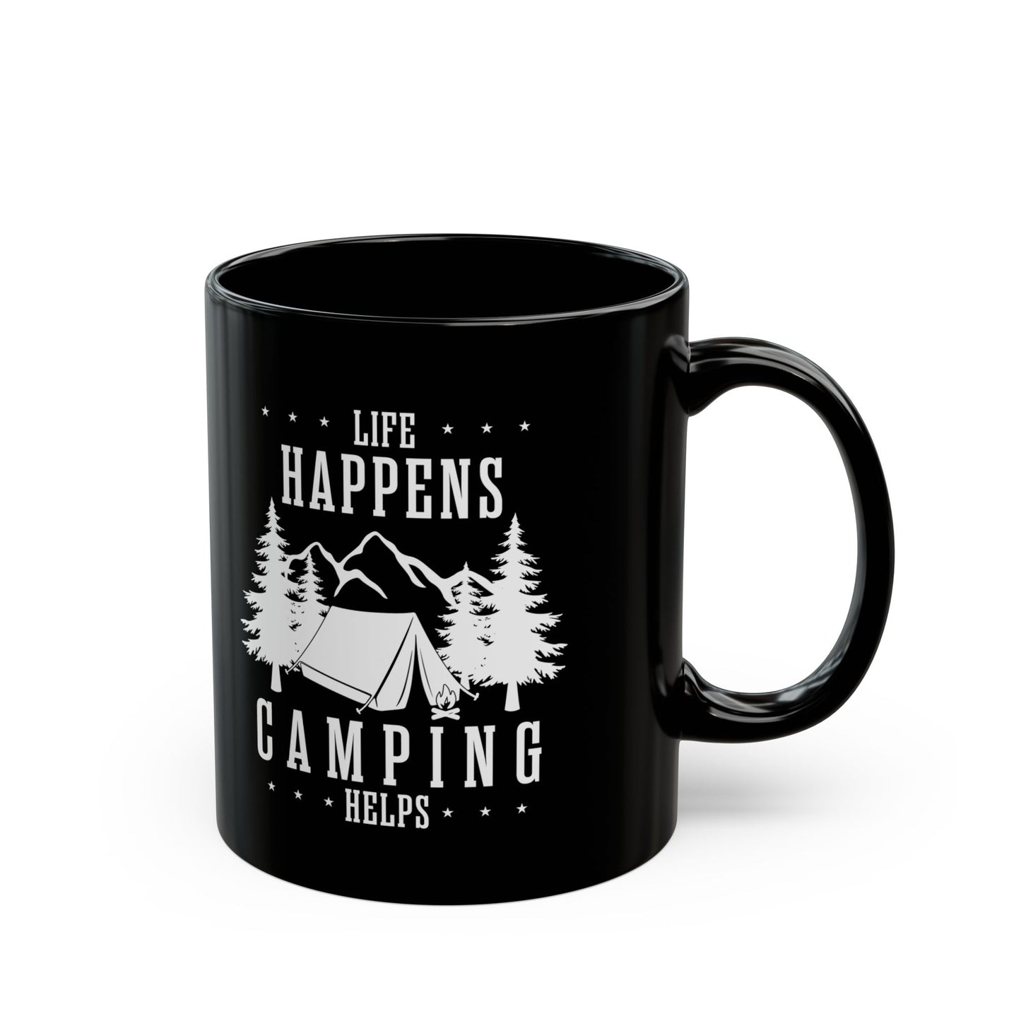Minimalist Camping Design Ceramic Mug, (11oz, 15oz)