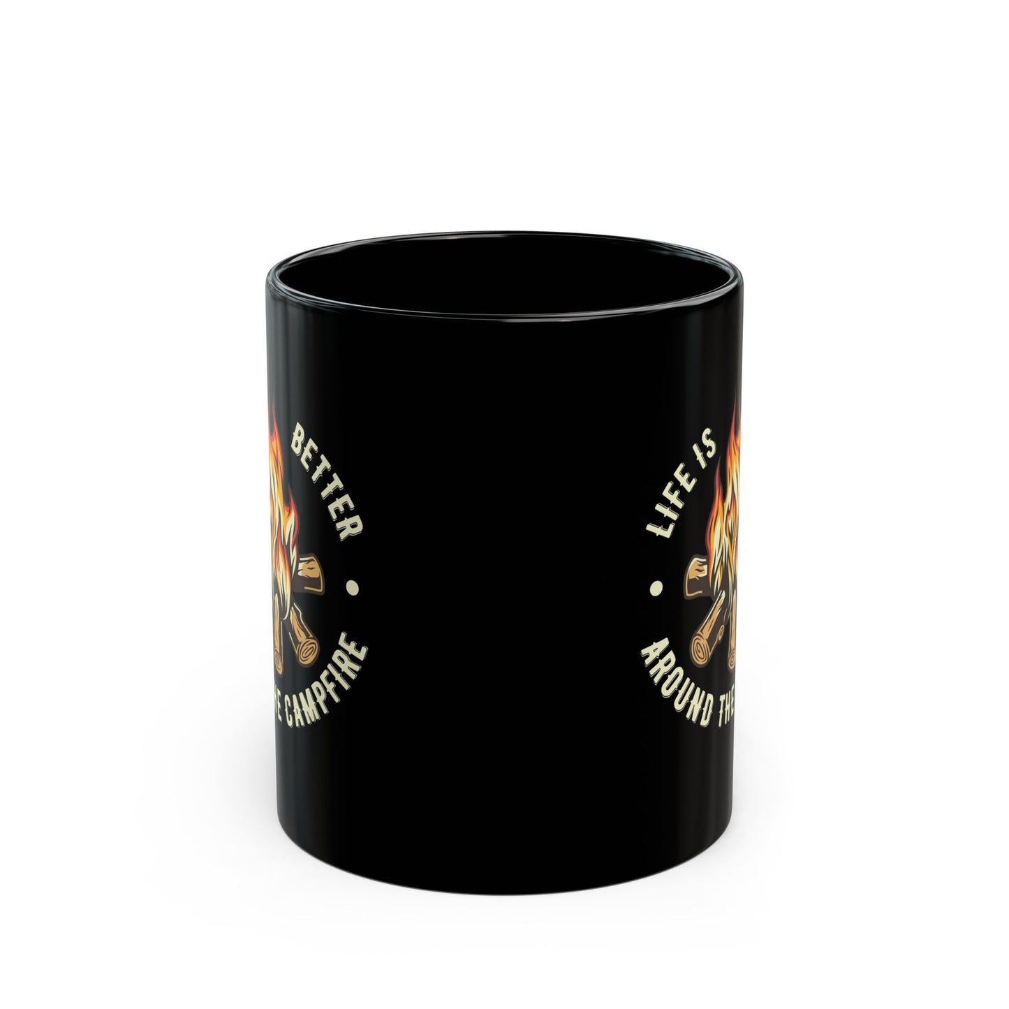 Vintage Bonfire Illustration Black Mug (11oz, 15oz)