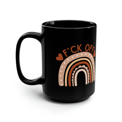 F*ck Off Mug – Funny Boho Rainbow Coffee Cup Black Ceramic Mug