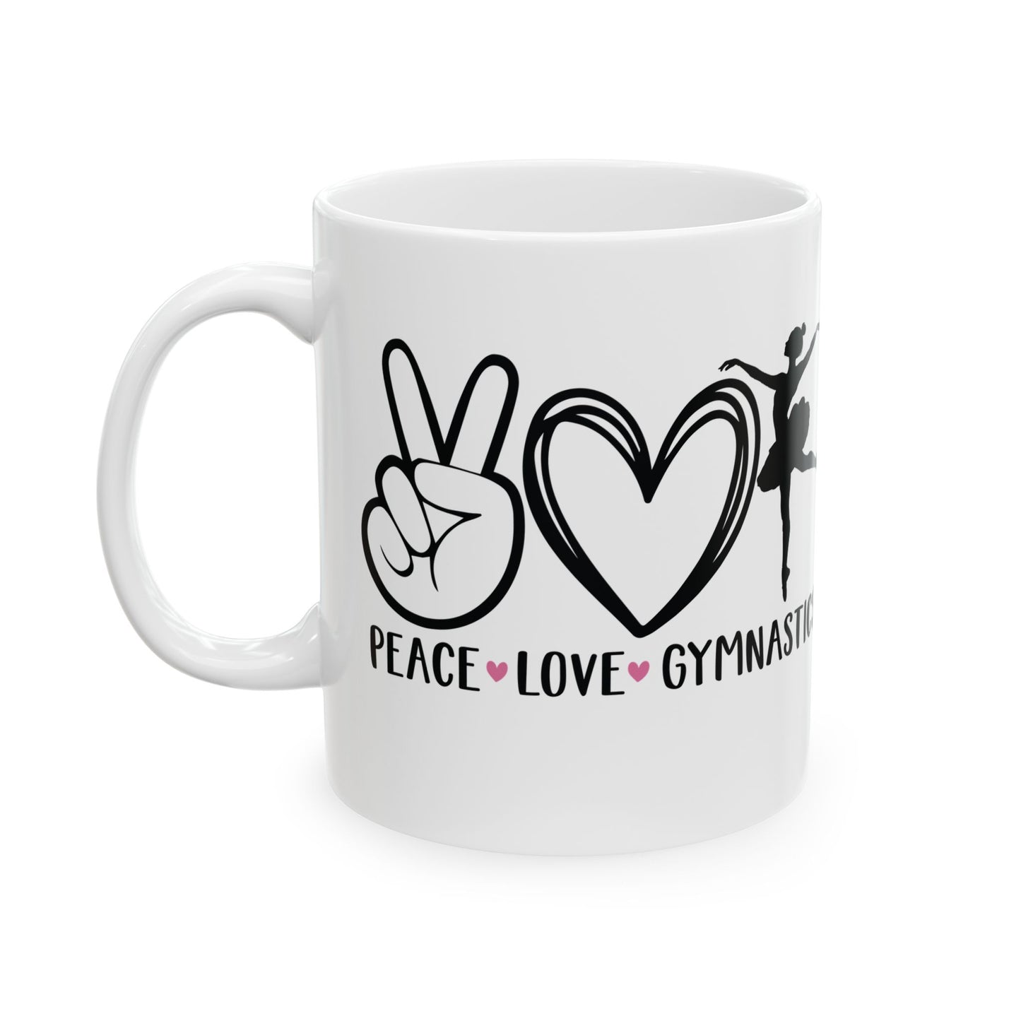 Give a Gift to a Gymnast – Peace Love Gymnastics Mug White Ceramic Coffee Cup