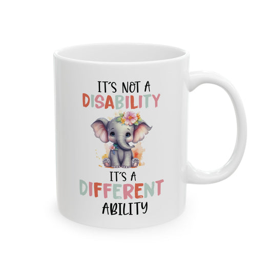 Different Ability Elephant Mug – Motivational Coffee Cup for Supporters and Advocates