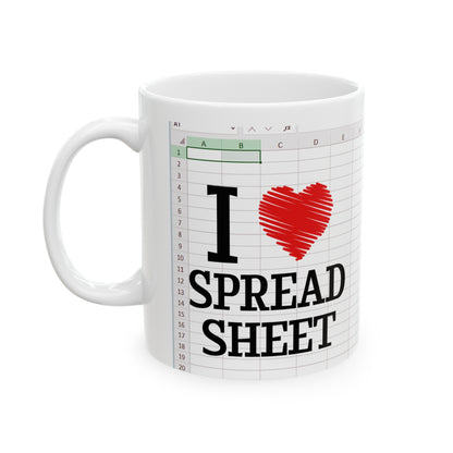 I Love Spreadsheet Mug – Funny Gift for Excel Lovers, Accountants & Data Analysts