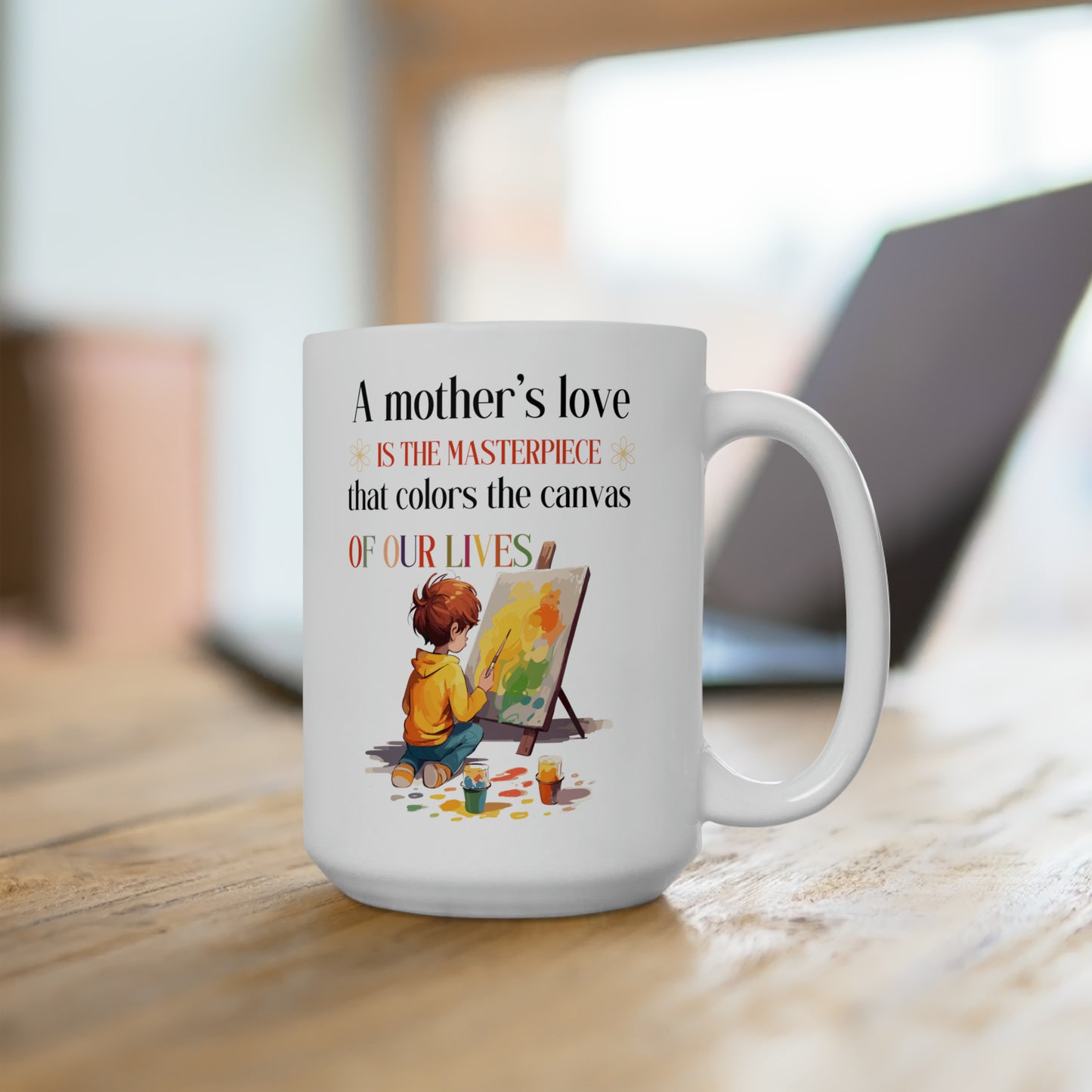 Mother’s Love Colors the Canvas Artistic Painting Mug Gift for Mom Grandma Artist and Painter
