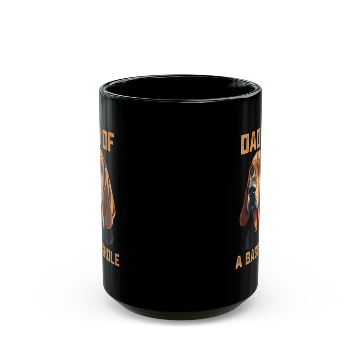 Dad of a Basshole Black Mug – Funny Basset Hound Dog Dad Gift