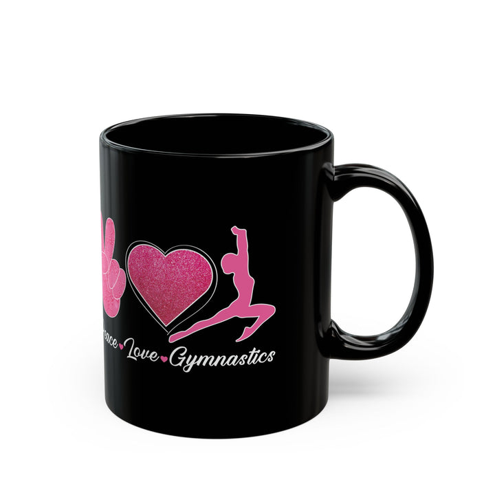 Peach Love Gymnastics Black Mug (11oz, 15oz)