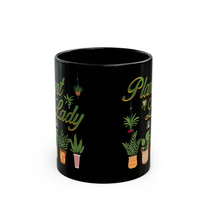 Give a Gift to a Proud Plant Mom – Plant Lady Mug Black Ceramic Coffee Cup