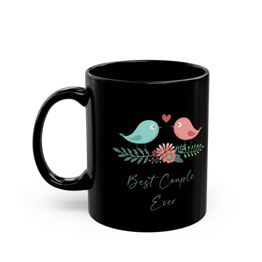 Best Couple Ever Black Mug – Cute Birds Romantic Gift for Couples