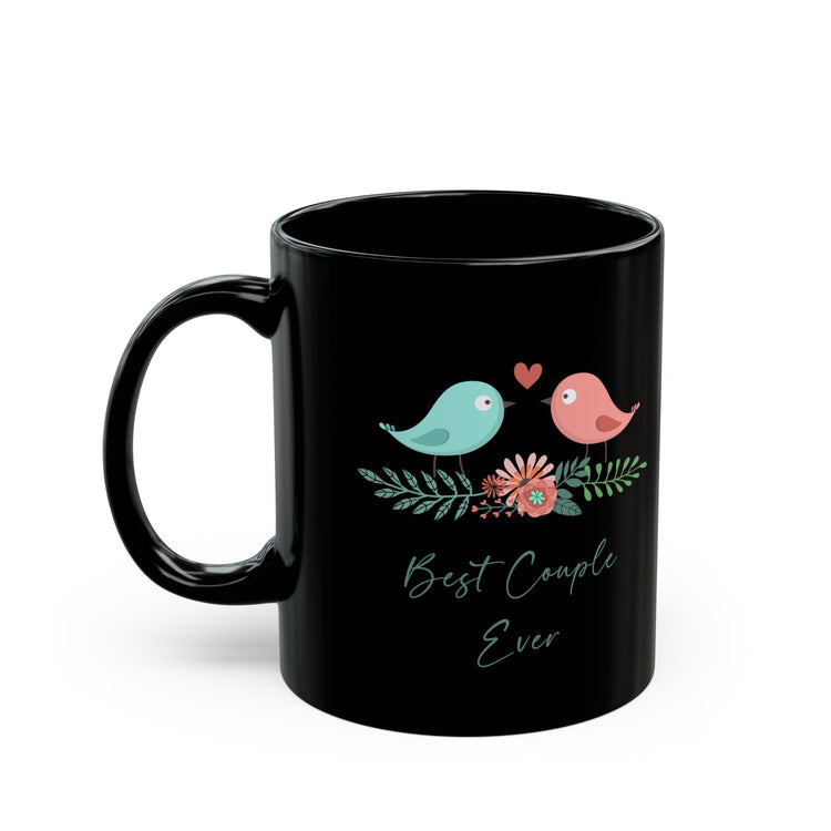 Best Couple Ever Black Mug – Cute Birds Romantic Gift for Couples