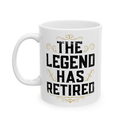 Elegant White Retirement Mug – The Legend Has Retired