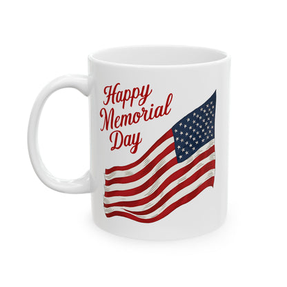 Happy Memorial Day White Mug, (11oz, 15oz)