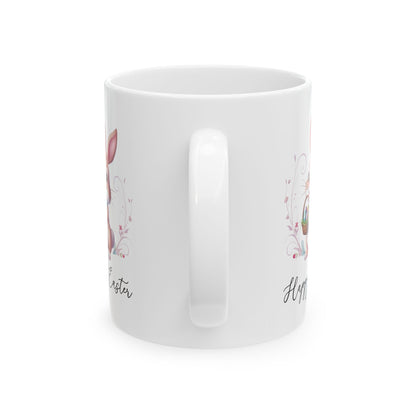 Happy Easter Bunny Mug – Cute Spring Gift with Egg Basket Design