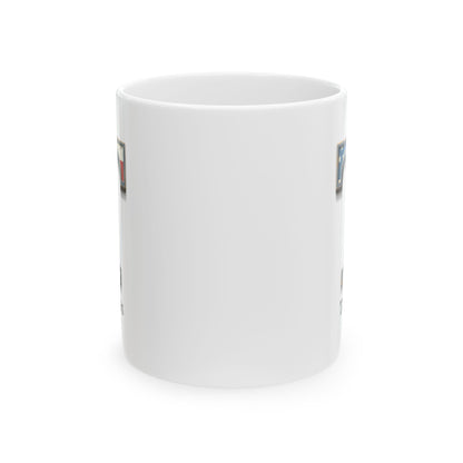 White American Flag Mug with Letter T and Name Thomas Personalized Patriotic Coffee Cup Gift for Men Veterans or Proud Americans