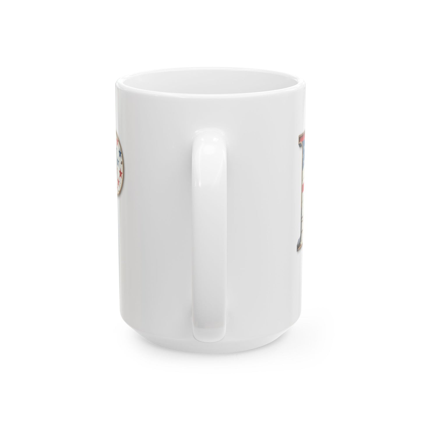 White American Flag Mug with Letter P Patriotic Initial Coffee Cup Gift for Veterans Military Families or Proud Americans