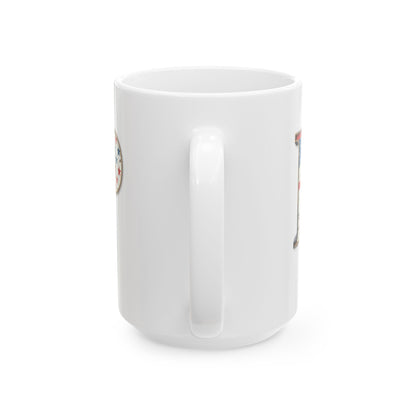 White American Flag Mug with Letter P Patriotic Initial Coffee Cup Gift for Veterans Military Families or Proud Americans