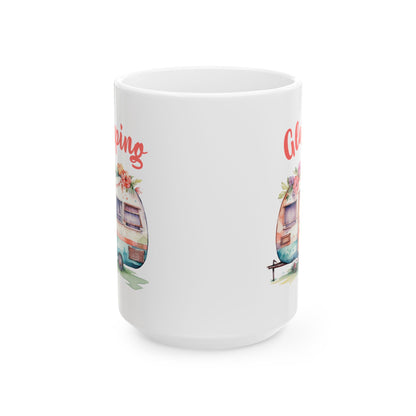Glamping Watercolor Illustration Ceramic Mug, (11oz, 15oz)