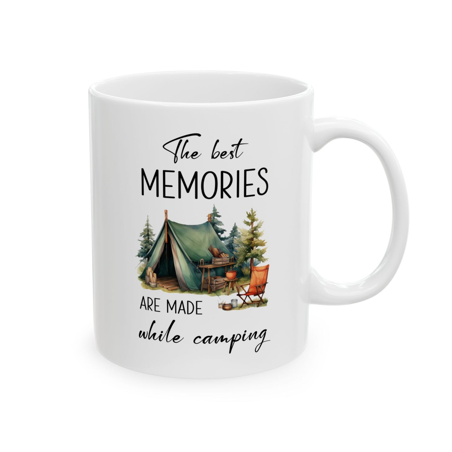 Rustic Forest Camping Tent Ceramic Mug, (11oz, 15oz)