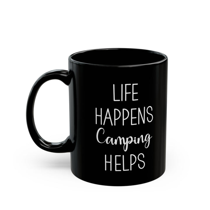 Rustic Black Camping Art Ceramic Mug, (11oz, 15oz)