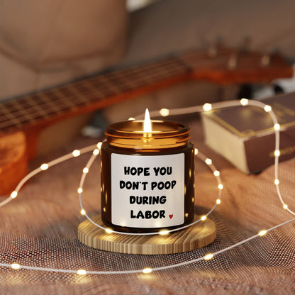 Funny Labor Candle – Hope You Don’t Poop During Labor Gift for Mom-to-Be or Baby Shower