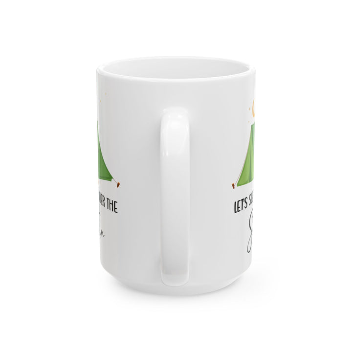 Green Camping Tent Under Moon and Stars Ceramic Mug, (11oz, 15oz)