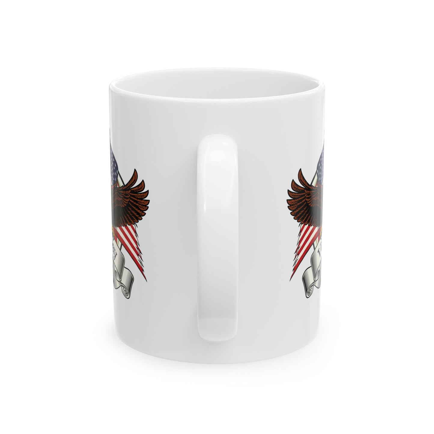 Veterans Day Mug – Patriotic Bald Eagle Coffee Cup with American Flag