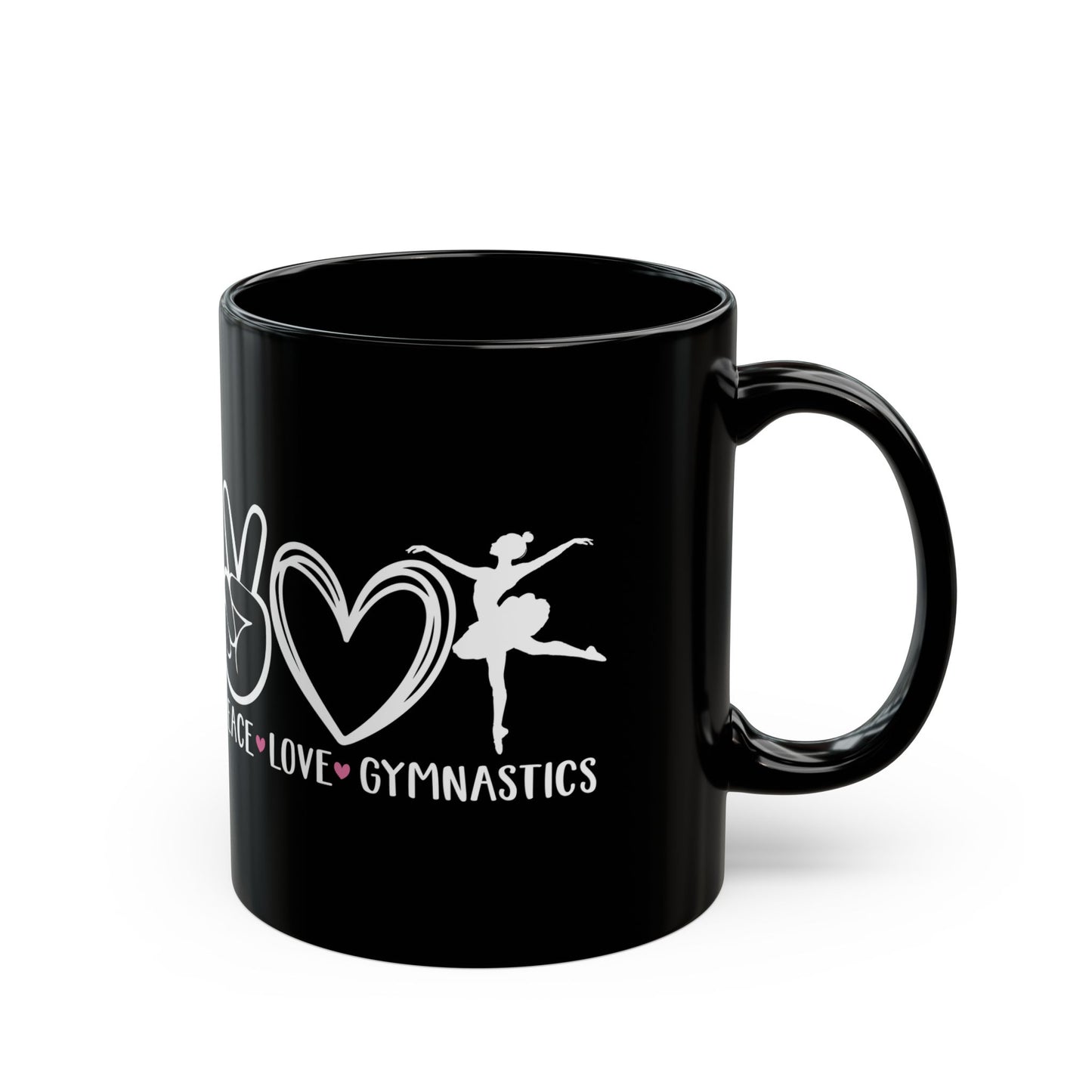 Give a Gift to a Gymnastics Fan – Peace Love Gymnastics Mug Black Ceramic Coffee Cup