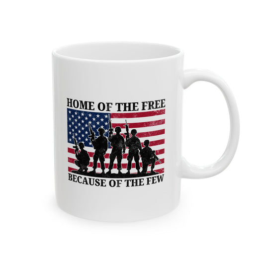 Home of the Free Because of the Few Mug – White Patriotic Military Gift