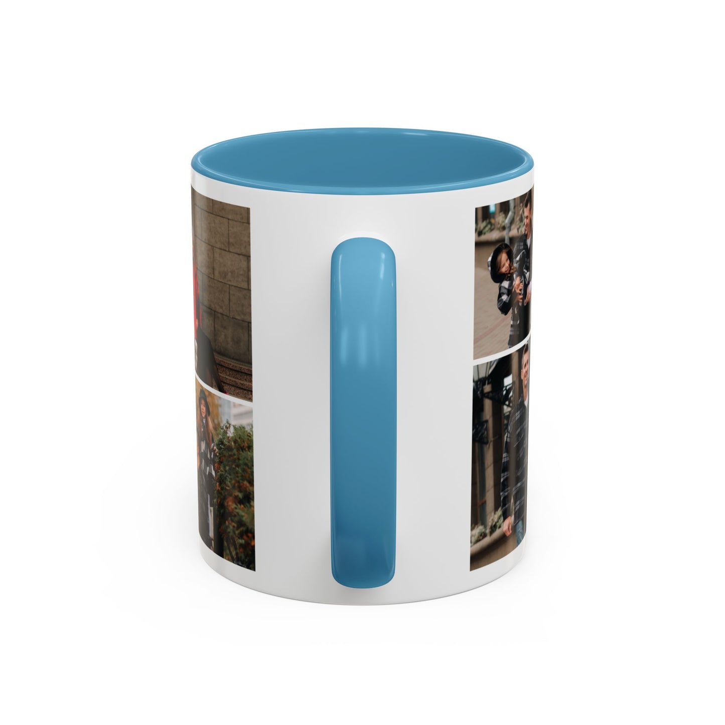 Happy Family Moments - Stylish Fall Family Photoshoot with Dad, Mom, and Daughter in Matching Outerwear Mug