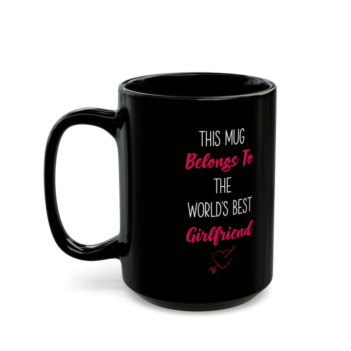 World's Best Girlfriend Mug – Black Ceramic with Heart Gift from Boyfriend or Partner