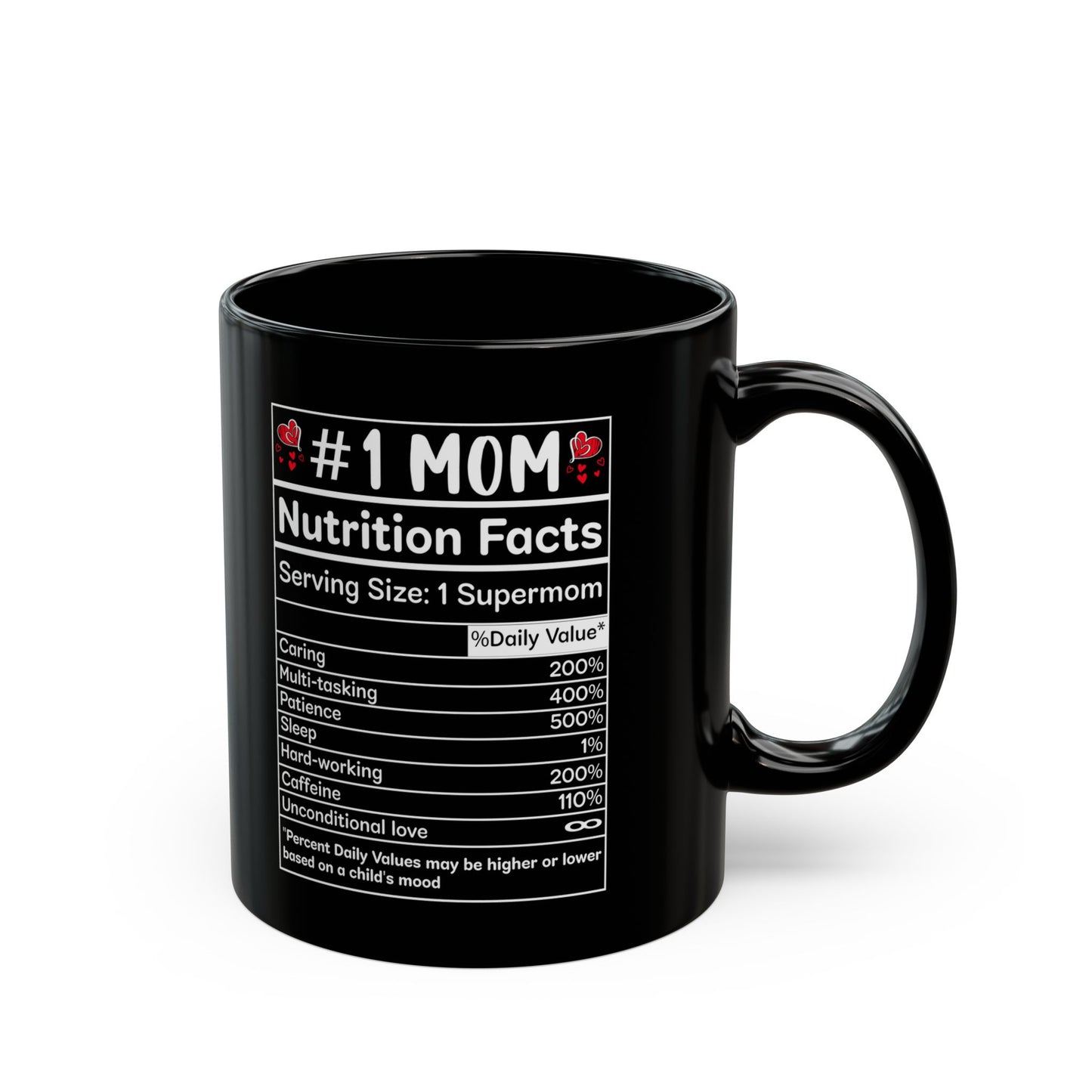 mom nutrition facts Black Mug (11oz, 15oz)