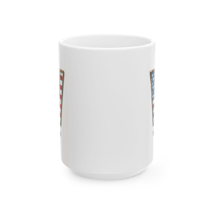 Personalized American Flag Initial Mug with Name Custom USA Letter W Coffee Cup Gift for Men Women Veterans or Patriotic Americans