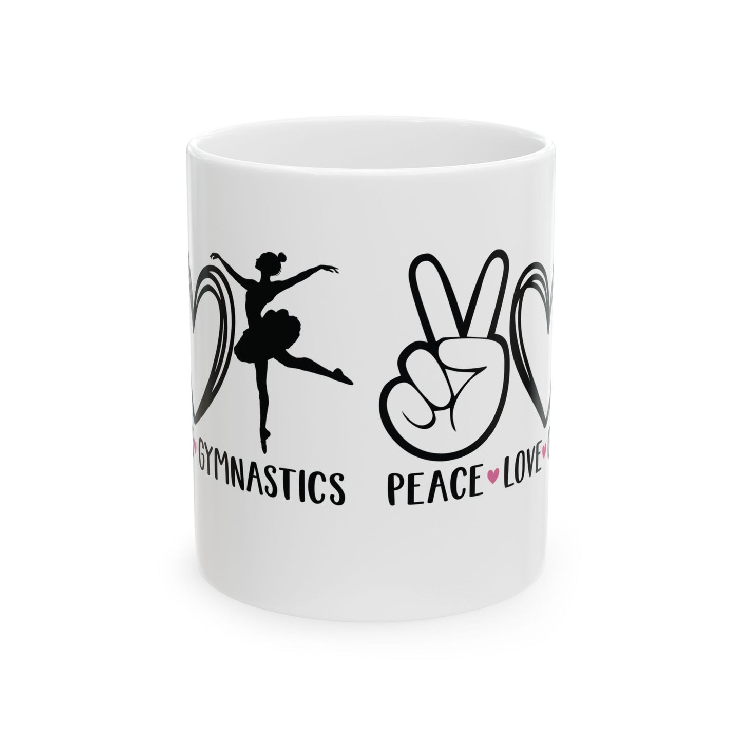 Give a Gift to a Gymnast – Peace Love Gymnastics Mug White Ceramic Coffee Cup