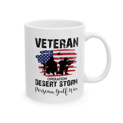 Give a Gift to a Desert Storm Veteran – Persian Gulf War Mug White Ceramic Patriotic Coffee Cup