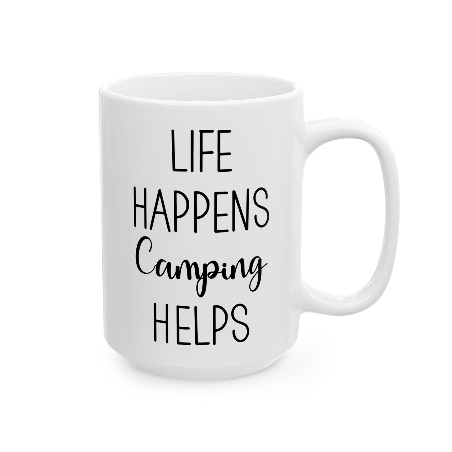 Rustic Black Camping Art Ceramic Mug, (11oz, 15oz)