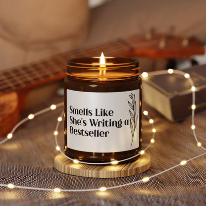 Smells Like She's Writing a Bestseller Candle – Funny Author Gift, Writer Inspiration Present, Book Lover Desk Decor
